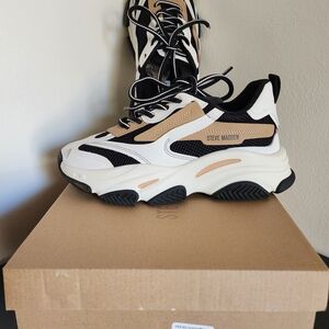 Steve Madden White and Brown Chunky Sneakers